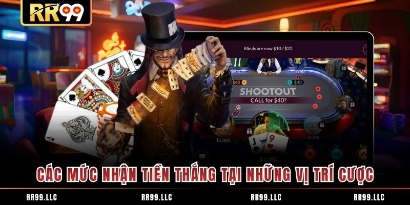 Các mức nhận tiền thắng tại những vị trí cược